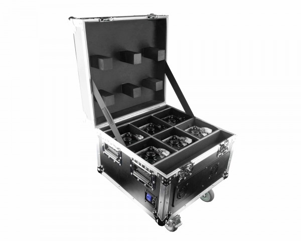 CHAUVET Professional WELL Fit DMX LED Uplighter 6x in Charging Flightcase Chrome IP65 - Main Image