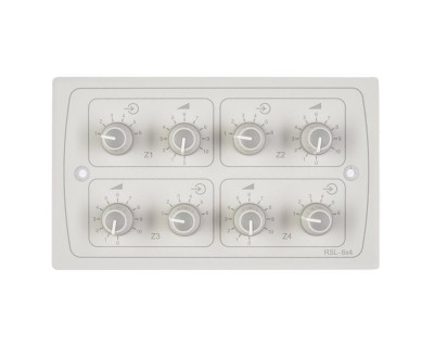 RSL-6x4W 4-Zone 6-Source / Volume Level Select Wall Plate White