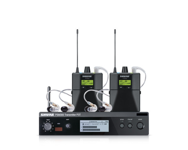 Shure P3TRA215TWP PSM 300 Dual Premium Wireless IEM Set 2xSE215 K3E - Main Image