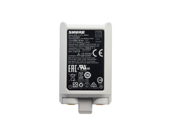 Shure SB903 Rechargeable Battery for SLX-D Wireless Mic Systems - Main Image