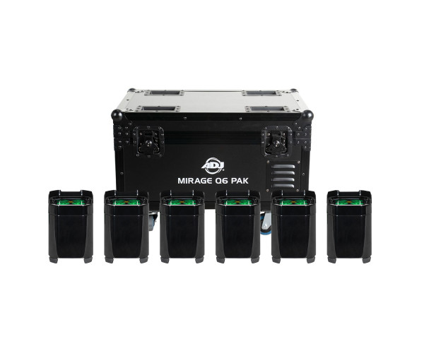 ADJ Mirage Q6 Pak LED Uplighter 6 in Charging Flightcase IP65 Black - Main Image